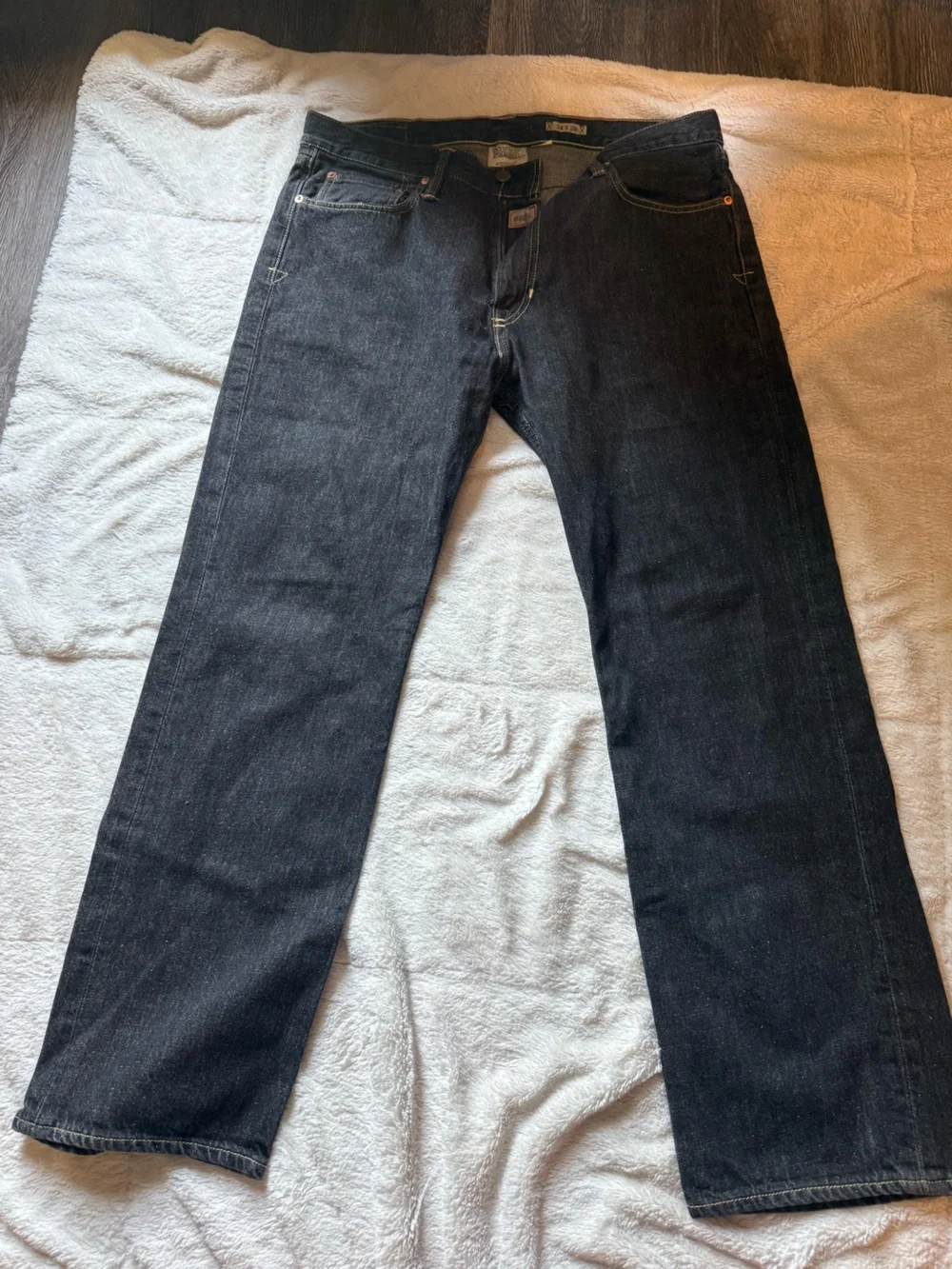 Vintage Polo Ralph Lauren Straight Black Men's Jeans with Contrast Stitching